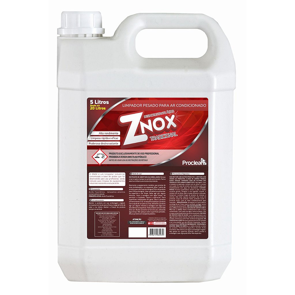 ZNOX LIMPADOR PESADO PARA AR CONDICIONADO 5L