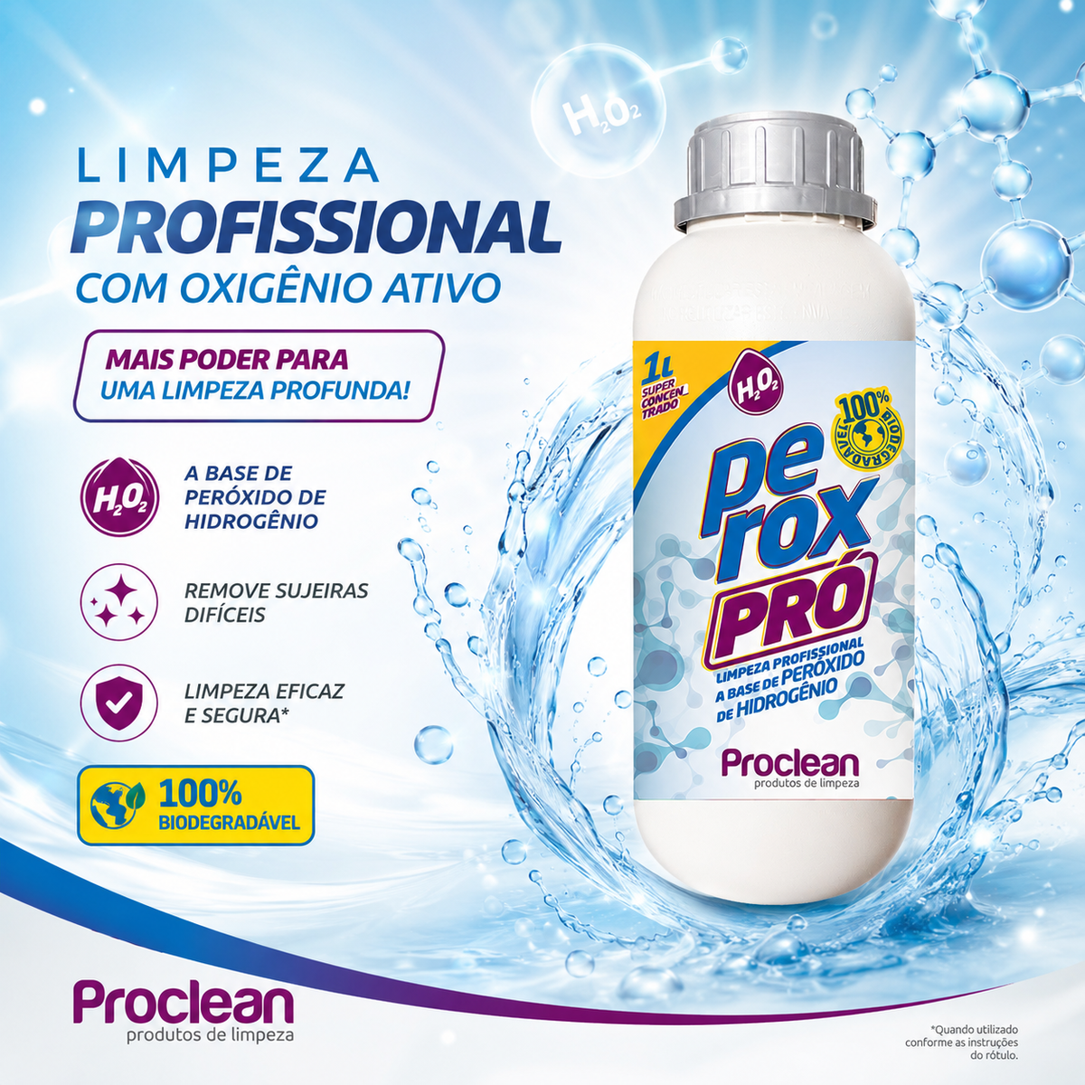 Perox Pro Limpador Peróxido de Hidrogênio Remove Sujeiras Difíceis Sem Esforço 1L