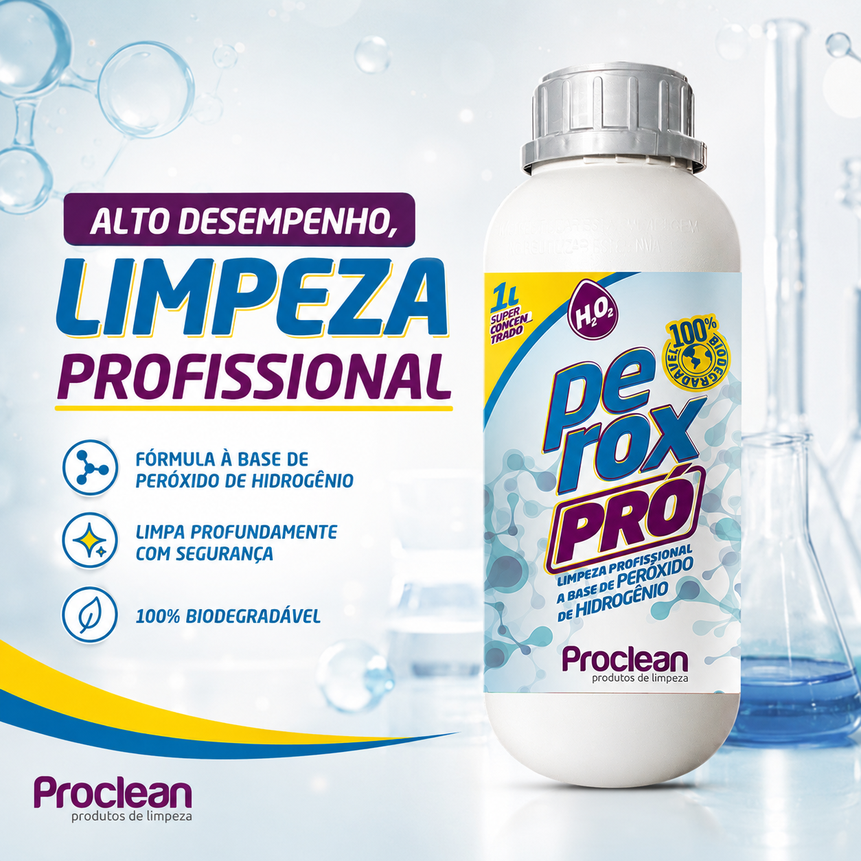 Perox Pro Limpador Peróxido de Hidrogênio Remove Sujeiras Difíceis Sem Esforço 1L