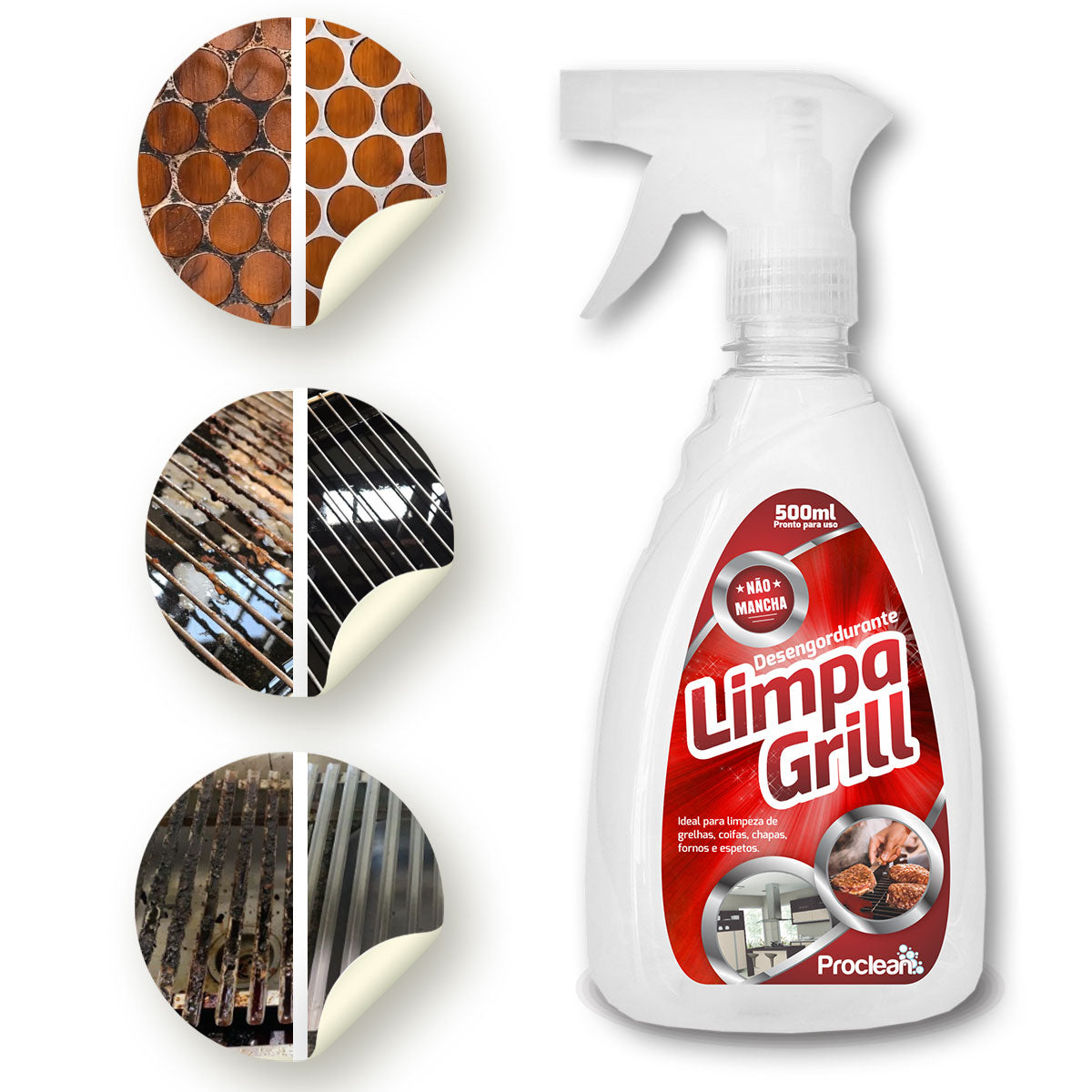 Limpa Grelhas chapas fogões desengordura fácil sem esforço limpa gorduras carbonizadas 500ml